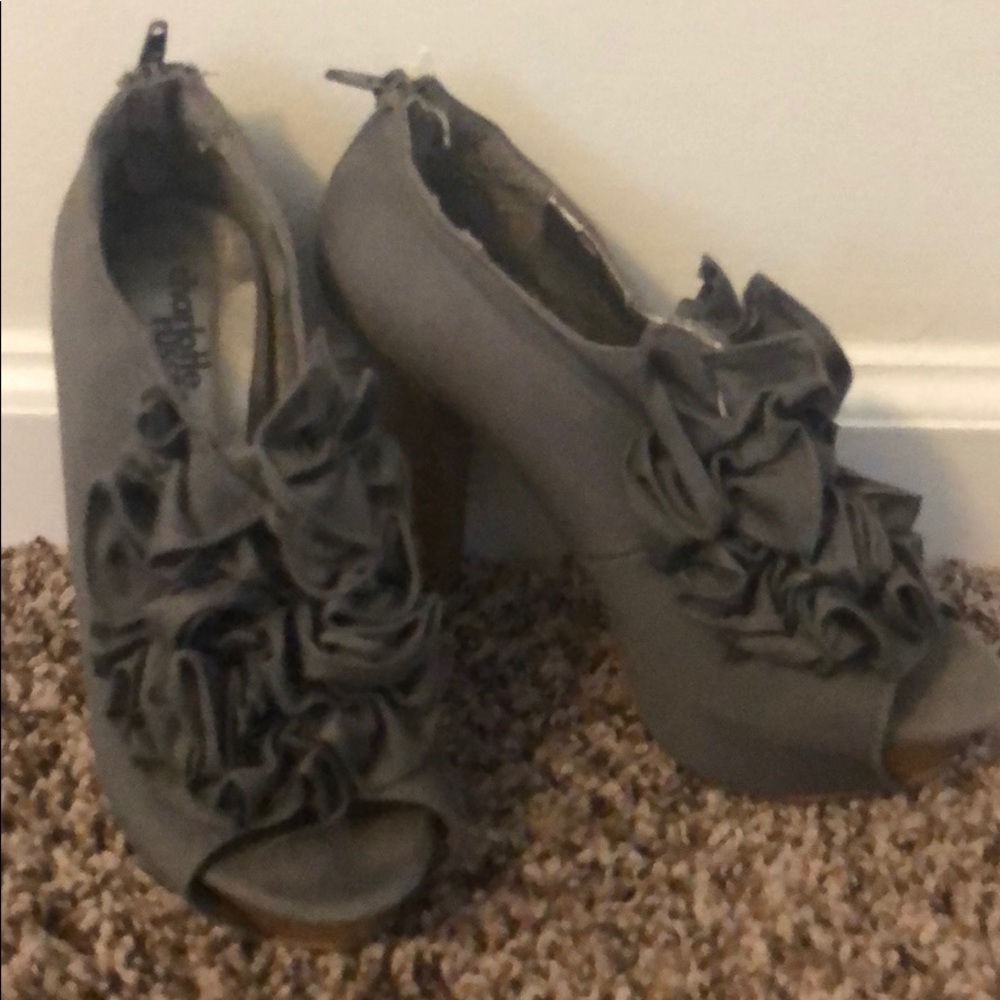 Charlotte Russe Grey Ruffle Heels